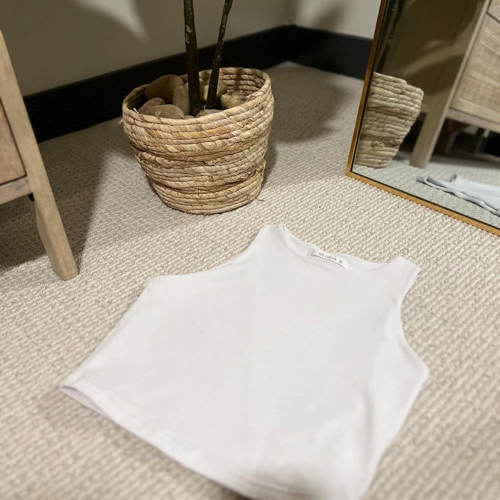 White Crew Neck Top